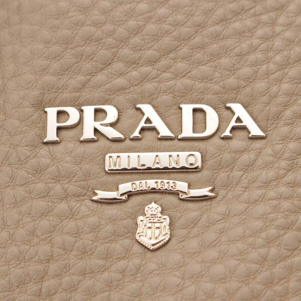 Prada Vitello Dino Leather Handbag Shoulder Bag Greige - Picture 6 of 10